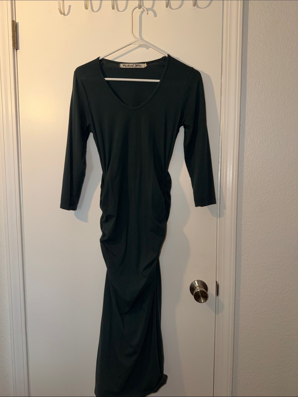 Michael Stars Dark green Long-Sleeve V-Neck Maxi Dress